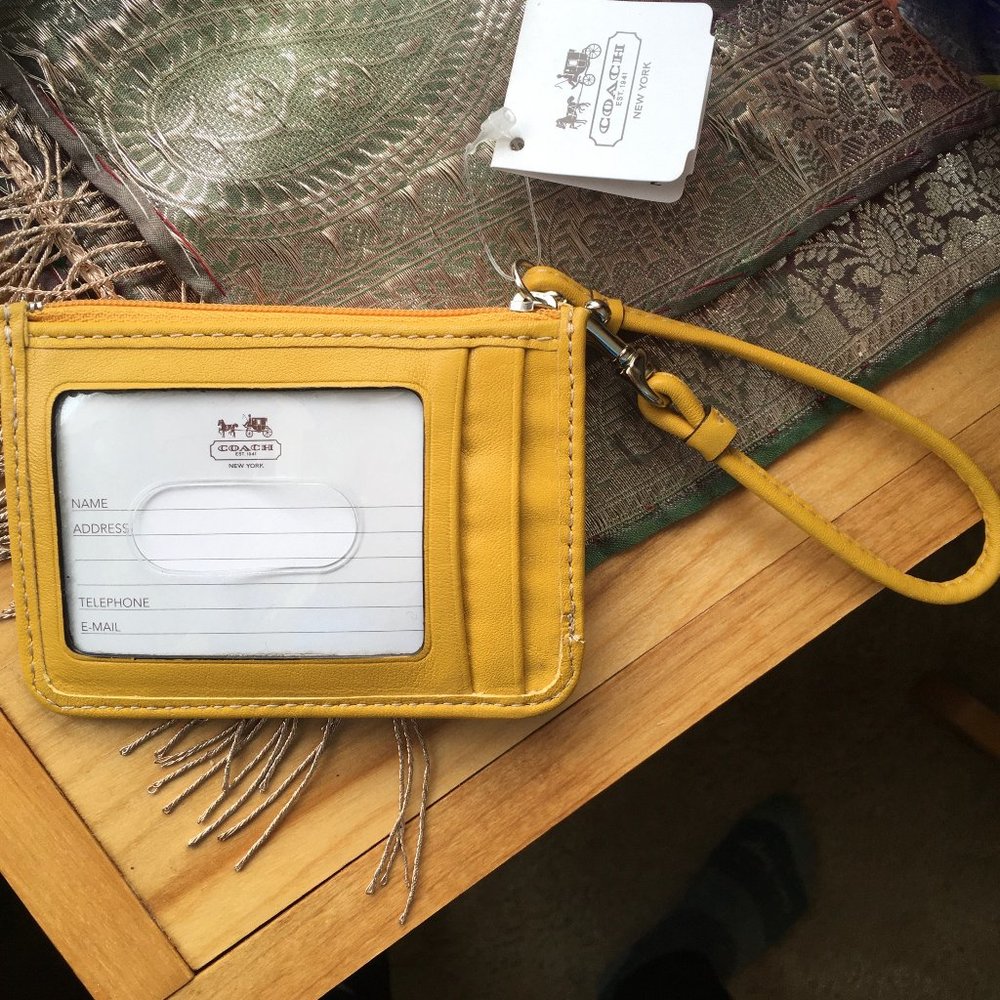 NWT Yellow Coach Zip Wristlet Wallet